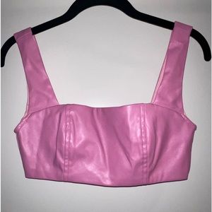 Edikted pink leather crop top